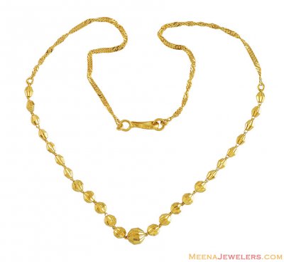 22Kt Gold Indian Chain - ChFc12352 - 22Kt Gold Fancy Chain with gold ...
