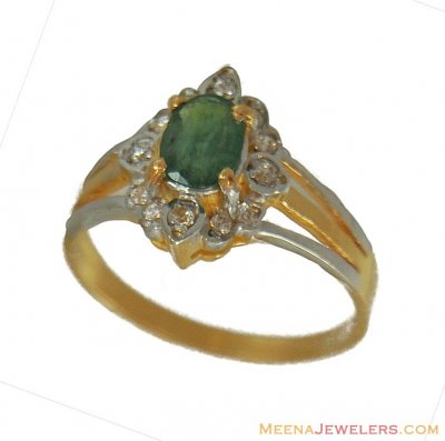 22Kt Emerald Ring  ( Ladies Rings with Precious Stones )