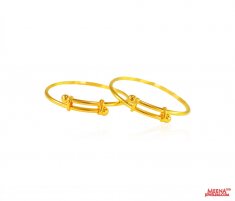 22K Gold Plain Kids Kada (2pc)