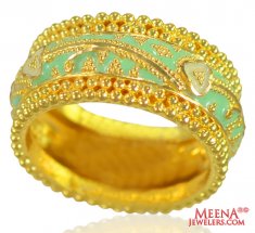 22Kt Gold Fancy Meenakari Band ( Ladies Gold Ring )