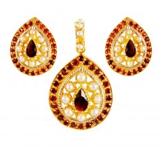 22K Gold Ruby Pendant set