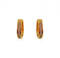 18K Yellow Gold Diamond Earrings ( Diamond Earrings )