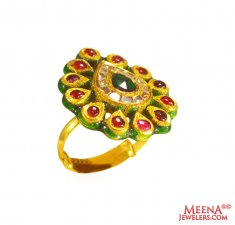 22Kt Gold Kudan Ring ( Ladies Rings with Precious Stones )