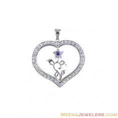 18K White Gold Heart Fancy Pendant