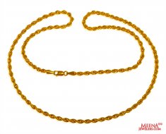 22 Kt Hollow Rope Chain (22 Inches)