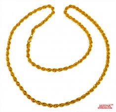 22 Kt Hollow Rope Chain (24 Inches) ( Plain Gold Chains )