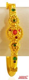 22K Gold kada with coloured stones ( Precious Stone Bangles )