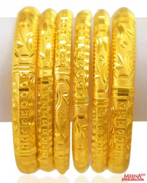 22K Gold Laser  Bangles Set (6 PCs)