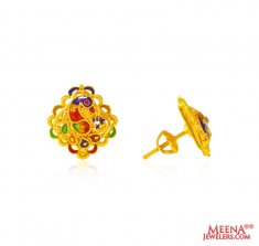 22kt Gold  Earrings with Meenakari