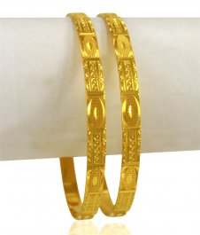 22 Kt Gold Machine Bangles (2Pcs)