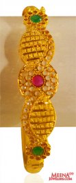 22K Gold  kada with colored stones ( Precious Stone Bangles )