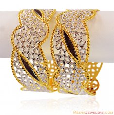 Gold Designer Rhodium Wide Bangle ( Two Tone Bangles )