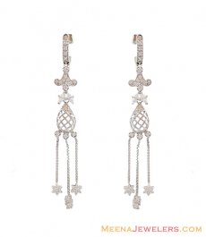 White Gold Fancy Earrings 18K  ( Long Earrings )