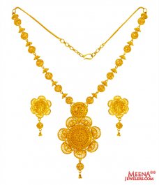 22 Kt Gold Necklace Earring Set
