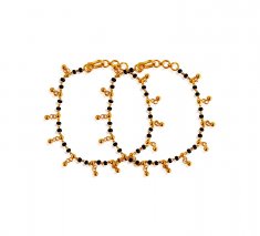 22k Gold Baby Mania (2pc) ( Black Bead Bracelets )