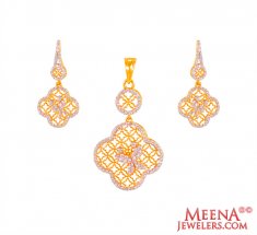 22K Gold CZ stone Pendant Set