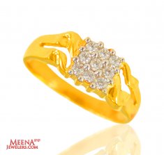 22 Kt Gold CZ Mens Ring