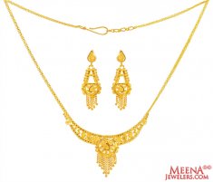 22K Gold Necklace Earring Set ( Light Sets )