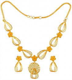 22K Gold Necklace Earring Set