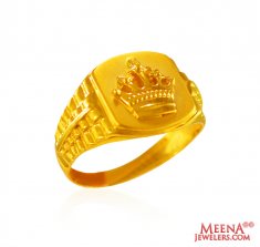 22k Gold Ring (Initial M) ( Mens Gold Ring )