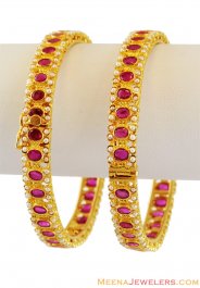 Designer 22K Ruby Bangles (1 PC) ( Precious Stone Bangles )