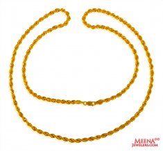 22 Kt Hollow Rope Chain (20 Inches) ( Plain Gold Chains )