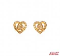 22k Gold CZ Earrings ( 22 Kt Gold Tops )