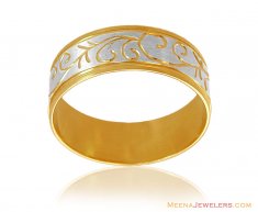 18K Two Tone Fancy Band