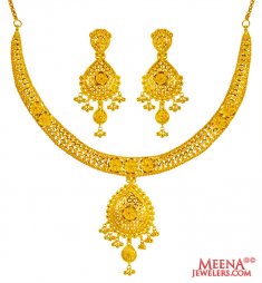 22Karat Gold Necklace Earring Set