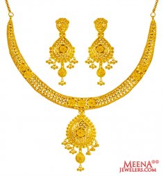 22Karat Gold Necklace Earring Set ( 22 Kt Gold Sets )