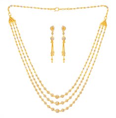 22Kt Gold Balls Necklace Set ( Light Sets )