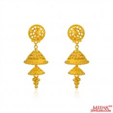 22kt Gold Floral Jhumkhi Earring ( Long Earrings )