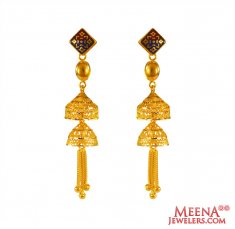 22Kt Gold Designer Long Earrings ( 22Kt Gold Fancy Earrings )