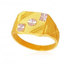 22K Gold Two Tone Ring ( Mens Gold Ring )