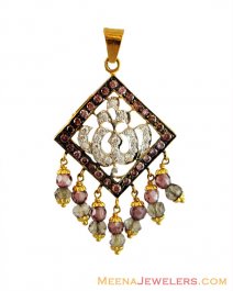 Gold Allah Pendant with Precious Stones