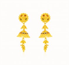 22kt Gold Long Jhumkhi Earring ( Long Earrings )