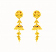 22kt Gold Long Jhumkhi Earring