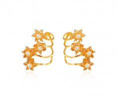 Designer Pearl Cz Earrings 22k  ( Precious Stone Earrings )