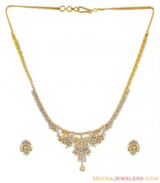 22K Gold Signity Necklace Set ( Precious Stone Sets )