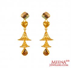 22K Gold Chandelier Long Earrings