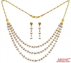 22Kt Gold Two Tone Necklace Set ( Light Sets )