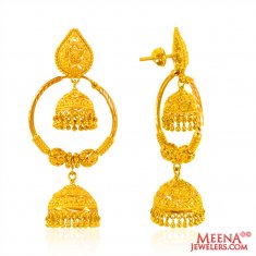 22 Kt Gold Hoops with Jhumki ( Hoop Earrings )