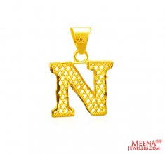 22Kt Gold Initial Pendant (N) ( Initial Pendants )