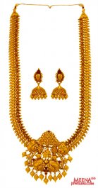 22 Karat Gold Temple Necklace Set ( Antique Necklace Sets )