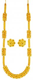 22k Gold Long Necklace Earring Set ( Bridal Necklace Sets )