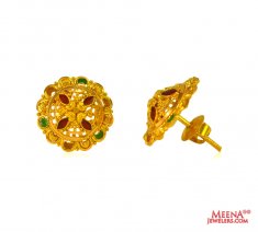 22 kt Gold  Earrings with Meenakari