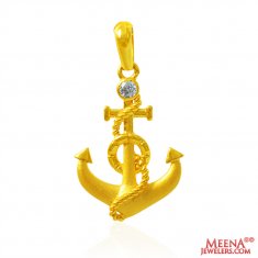 22Kt Gold CZ Anchor Pendant ( Fancy Pendants )