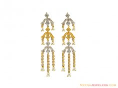 22K Fancy Two Tone Long Earrings ( Exquisite Earrings )