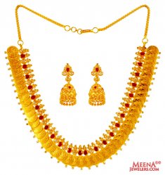 22 kt Uncut Diamond Kasu Necklace ( Diamond Necklace Sets )