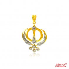 Gold Khanda Pendant with CZ ( Khanda Pendants )